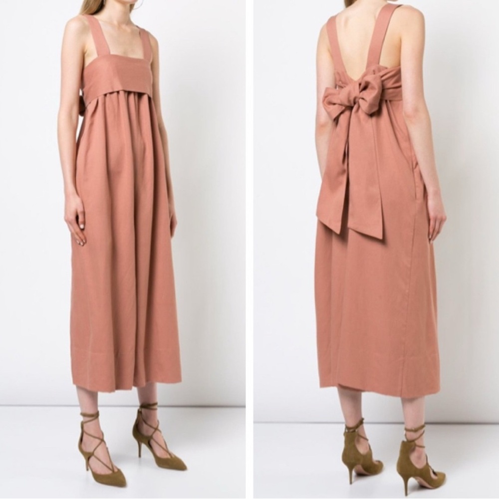 Ulla Johnson Iggy Clay Jumpsuit Women's 0 Pink Wide Leg Bow Back Resort Style